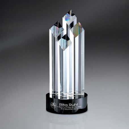 GM429 - Optic Crystal Diamond Spires on Black Glass Base (Includes Silver Color-Fill on Base)