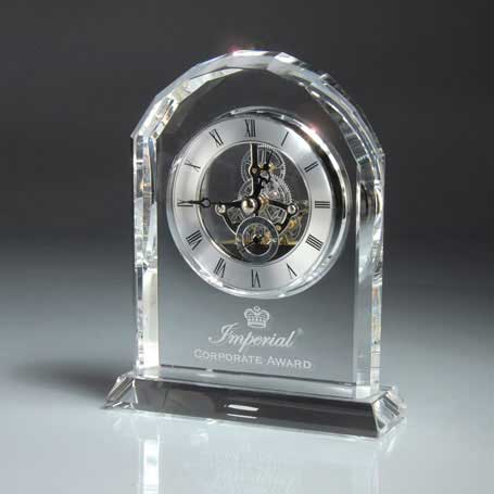GM478 - Optic Crystal Desk Clock, Silver