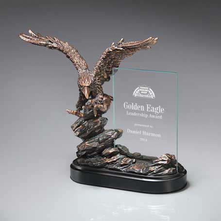 GM549 - Landing Bronze Antique Resin Eagle with Crystal Tablet