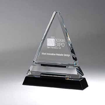GM718A - Clear Optic Crystal Tiered Pyramid on Black Base - Small
