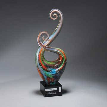 GM720 - Multi-Color Art Glass Swirl  with Black Laser Plate