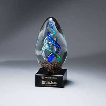 GM721 - Double Helix Art Glass Egg on Base