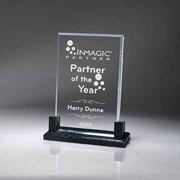 GM725B - Rectangle Bevel Glass and Marble Pillar Base - Large