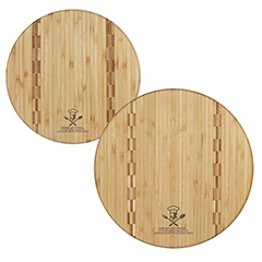 Round Bamboo Cutting Board with Butcher Block Inlay