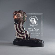 Eagle Head with American Flag and Glass, Bronze