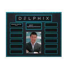 Turquoise and Stone Background Lucite 13-Plt Photo Plaque with Easy Perpetual Plate Release Program