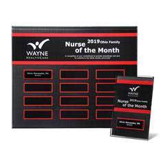 Crimson Border Beveled Lucite 12-Plt Plaque with Easy Perpetual Plate Release Program and 12 Individual 4" x 6" Companion Plaques, Red