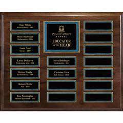 Genuine Walnut 48-Plate Pearl or Blue Border Plaque  with Easy Perpetual Plate Release Program