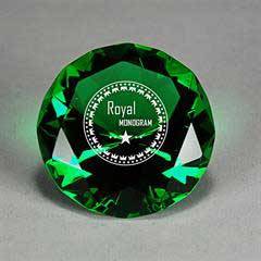 Full-Cut Glass Gemstone (Includes Silver Color-Fill), Green