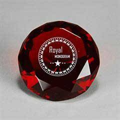 Full-Cut Glass Gemstone (Includes Silver Color-Fill), Red