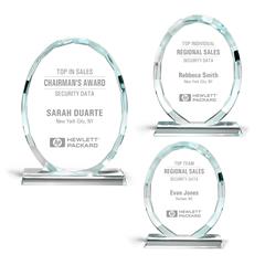 Faceted Edge Full Oval Crystal Award