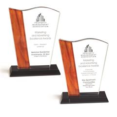 Crystal Wave Award with Wood Edge Imprint