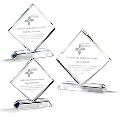 Faceted Crystal Diamond Award on Crystal Base