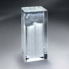 3D Etched Crystal Tower - Small