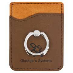 Leatherette Phone Wallet With Ring, Dark Brown