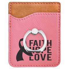 Leatherette Phone Wallet With Ring, Pink