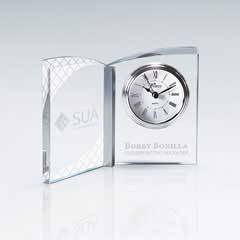 Clear Crystal Book Clock with Aluminum Accent